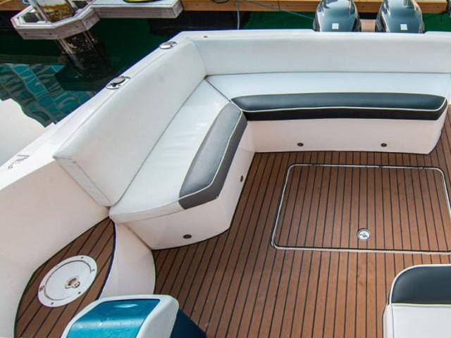 Open area of luxury yacht in Dubai on rent